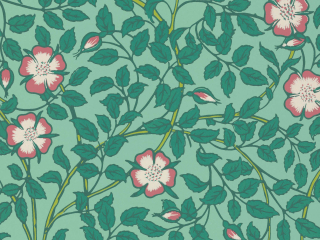 Kleurrijk bloemenbehang Little Greene Briar Rose - Green Verditer