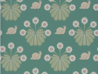 Baluw/groen behang Burges Snail - Ocean van Little Greene met lichtroze bloemen