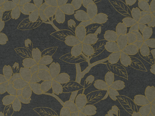 Donkerbruin behang met bloemen en gouden accenten Camellia - Charcoal van Little Greene