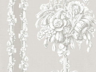 Chelsea Bridge - Hush een behang met grijstinten en is gedecoreerd met bloemen voor een klassiek patroon