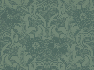 Een diep blauw groen behang met verschillende bloemen Dahlia Scroll - Tea With Florence