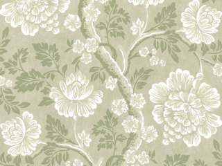 Bloemen behang met een groene achtergrond met daarop sierlijke bloemen met wit tinten Gustav - Dalarna