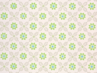 Wit behang met groene bloemen en beige bladeren Ditsy Block - Phthalo van Little Greene