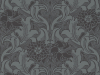Little Greene behang met rijke versiering van bloemen en krullen in het diepblauw Dahlia Scroll - Etruria