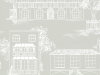Grijs behang met getekende grote huizen met witte lijnen Hampstead - Cool Grey