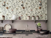 Little Greene behang met vogels en sierlijke takken in een keuken toegepast Great Ormond Street - Signature