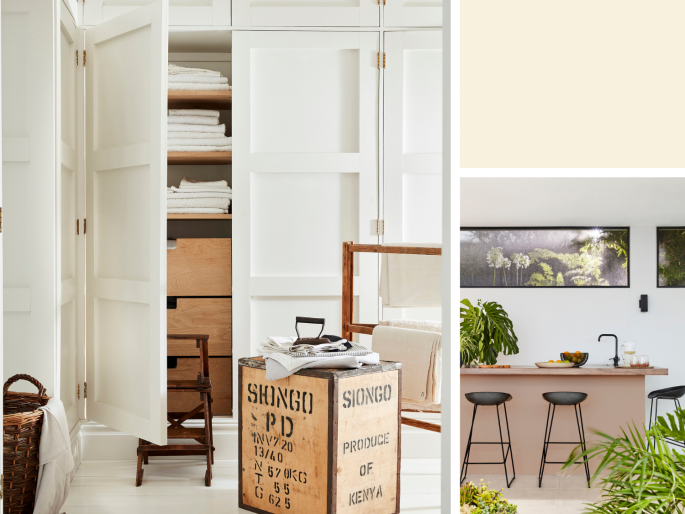 Little Greene - Linen Wash 33 in huis toegepast op de kastdeuren en muren