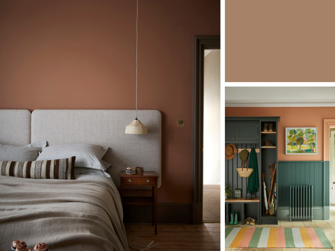 Little Greene - Split Pink 341 in luxe slaapkamer