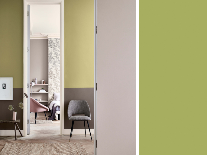 Little Greene - Boxington 84 op de wand een groot huis