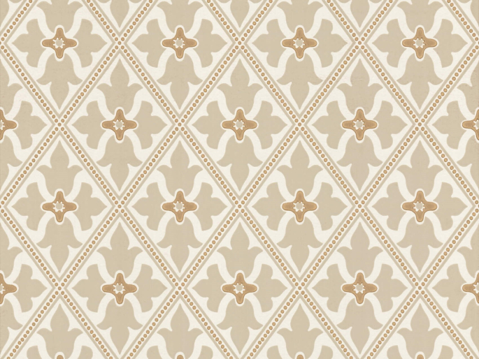 Beige patroon behang Bayham Abbey - Meteor van Little Greene