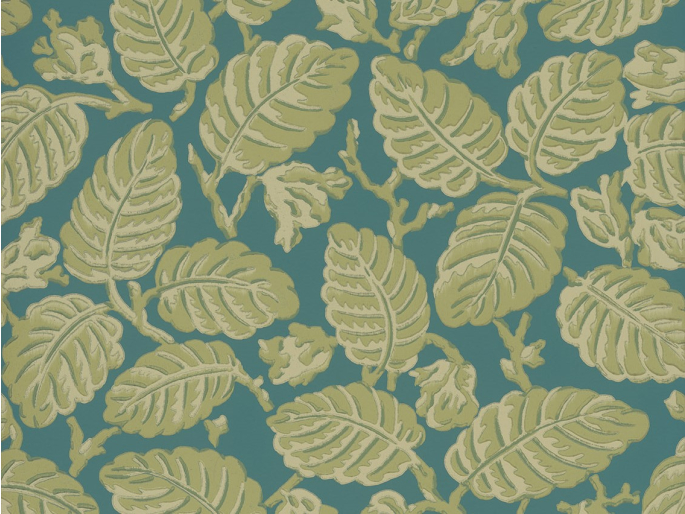 Beech Nut - Florence behang Little Greene met groene bladeren