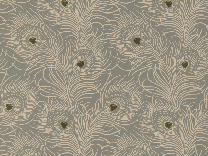 Taupe kleurig behang Carlton House Terrace - Slate van Little Greene 