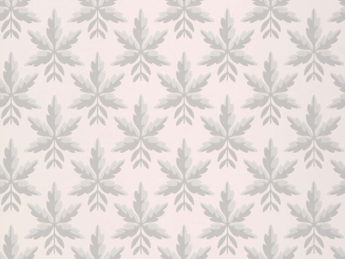 Licht roze behang met grijze bladeren van Little Greene Clutterbuck - Puce