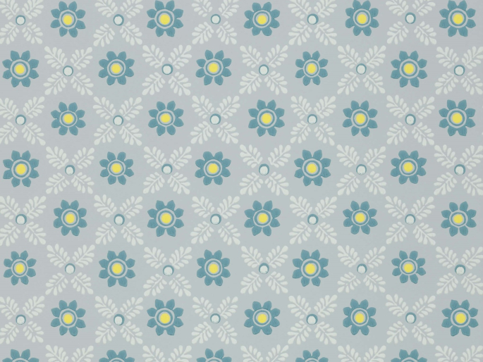 Blauw bloemen behang met jaren 70 uitstraling Ditsy Block - Bone China Blue