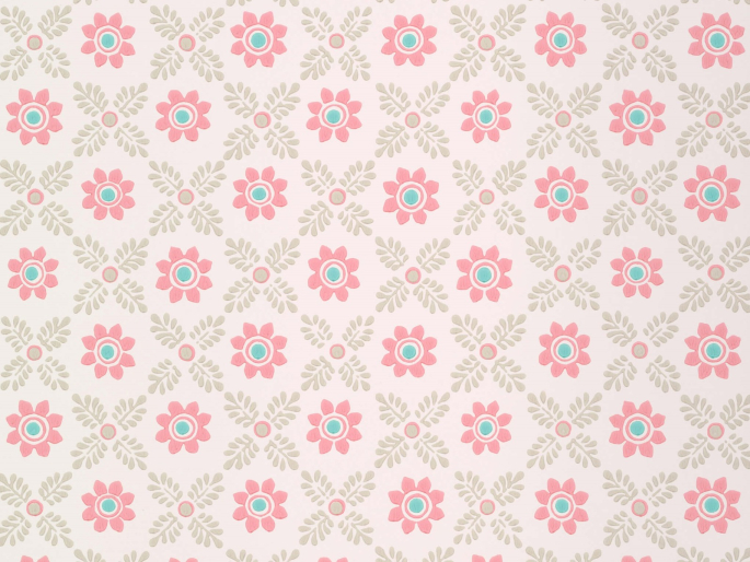Roze bloemen behang met blauwe accenten Ditsy Block - Carmine van Little Greene