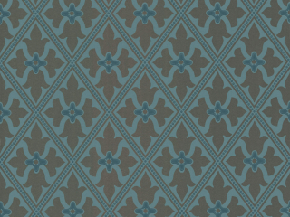 Blauw met bruin patroonbehang Bayham Abbey - Celestial van Little Greene