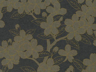 Donkerbruin behang met bloemen en gouden accenten Camellia - Charcoal van Little Greene