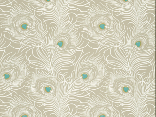 Little Greene Carlton House Terrace - Pompon behang met turquoise accenten en witte pauwveren
