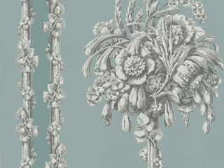 Een klassiek behang met bloemen Chelsea Bridge - Archive Blue van Little Greene