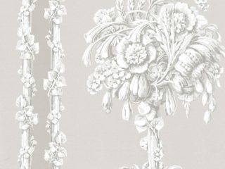 Chelsea Bridge - Hush een behang met grijstinten en is gedecoreerd met bloemen voor een klassiek patroon
