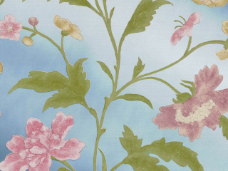 Little Greene behang met bloemen China Rose - Blue Lustre