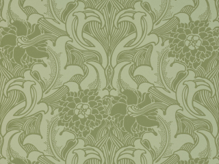 Dahlia Scroll - Pea Green behang van Little Greene