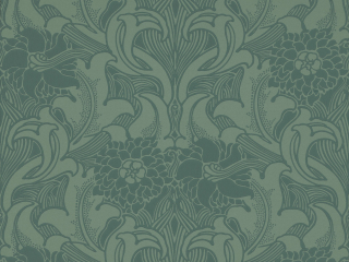 Een diep blauw groen behang met verschillende bloemen Dahlia Scroll - Tea With Florence