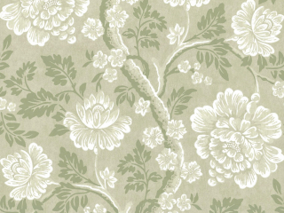 Bloemen behang met een groene achtergrond met daarop sierlijke bloemen met wit tinten Gustav - Dalarna