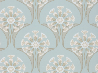 Blauw behang met taupe accenten en bloemen Hencroft - Celestial