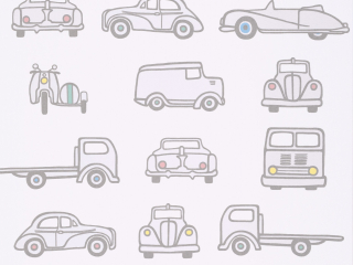 Little Greene behang met auto's Road Trip French Grey