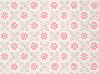 Roze bloemen behang met blauwe accenten Ditsy Block - Carmine van Little Greene