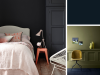 Little Greene - Basalt 221 in een slaapkamer op de wand