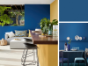 Little Greene - Mazarine 256 op de wand in de keuken gecombineerd met een gele tint