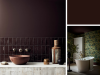 Little Greene - Purple Brown 8 op de wand in de keuken en op het plafond in de badkamer 