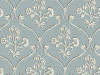 Blauw behang met beige krullen en bloemen Cranford - Sky Blue van Little Greene