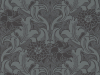 Little Greene behang met rijke versiering van bloemen en krullen in het diepblauw Dahlia Scroll - Etruria