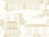 Getekend behang met verschillende stijlen huizen met bomen Hampstead - Cloister van Little Greene