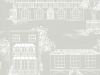 Grijs behang met getekende grote huizen met witte lijnen Hampstead - Cool Grey