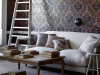 Bonaparte - Red Gold behang toegepast in de woonkamer