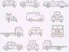 Little Greene behang met auto's Road Trip French Grey