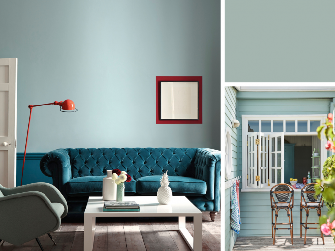 Little Greene - Celestial Blue 101 in de zitkamer