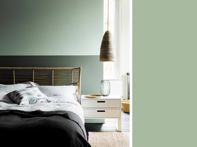 Little Greene - Aquamarine 138 in de slaapkamer op de wand