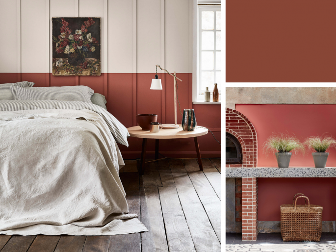 Little Greene - Tuscan Red 140 op de wand 