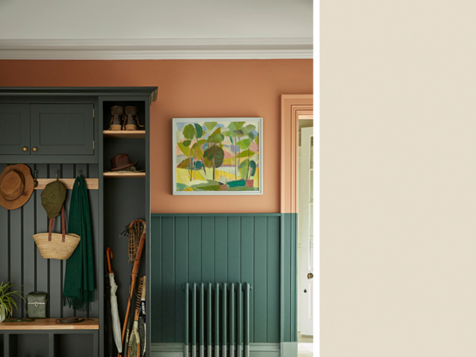 Little Greene - Slaked Lime Mid 149 op het plafond