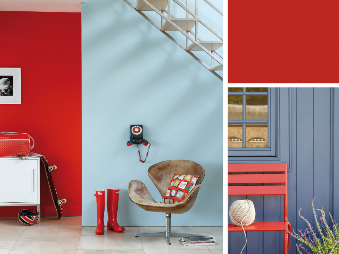 Little Greene - Atomic Red 190 op een accentmuur