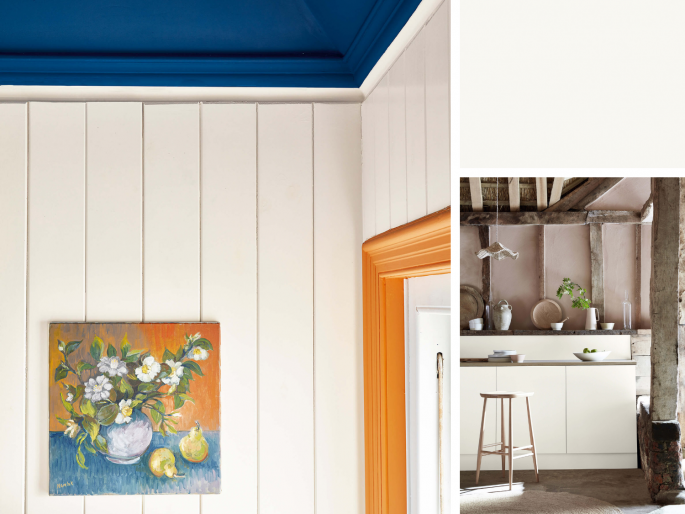 Little Greene - Flint 236 op de keukenkastjes in een landelijke keuken