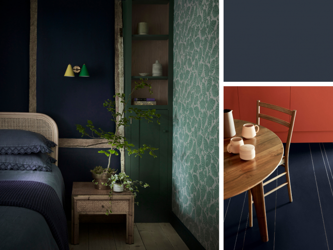 Little Greene - Dock Blue 252 als floorpaint op de vloer gebruikt