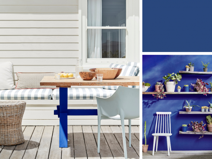Little Greene - Smalt 255 op de wand en tafelonderstel