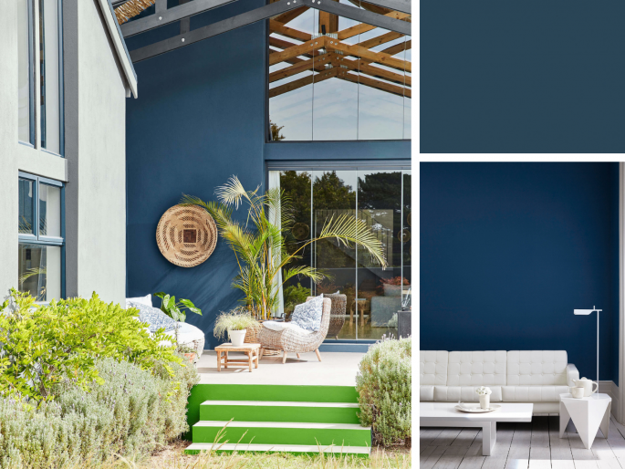 Little Greene - Royal Navy 257 achter de bank op de wand