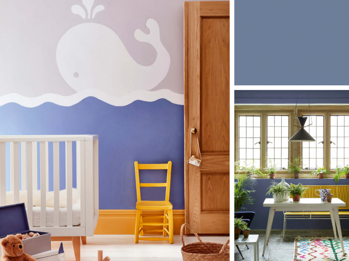 Little Greene - Pale Lupin 278 als lambrisering en op een muur binnen